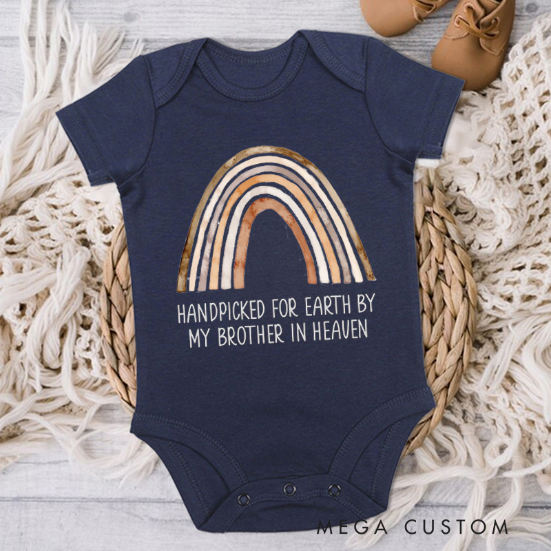 Personalized in Heaven Baby Onesie Handpicked For Earth by My Custom in Heaven Bodysuit Memorial Baby Announcement Heaven Sent Baby Shower Gift
