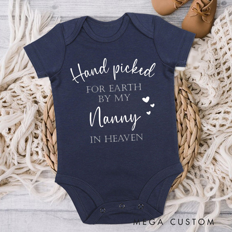 Personalized Handpicked for Earth by My Custom in Heaven Bodysuit Memorial Onesie Baby Announcement Bodysuit Heaven Sent Onesie Baby Shower Gift