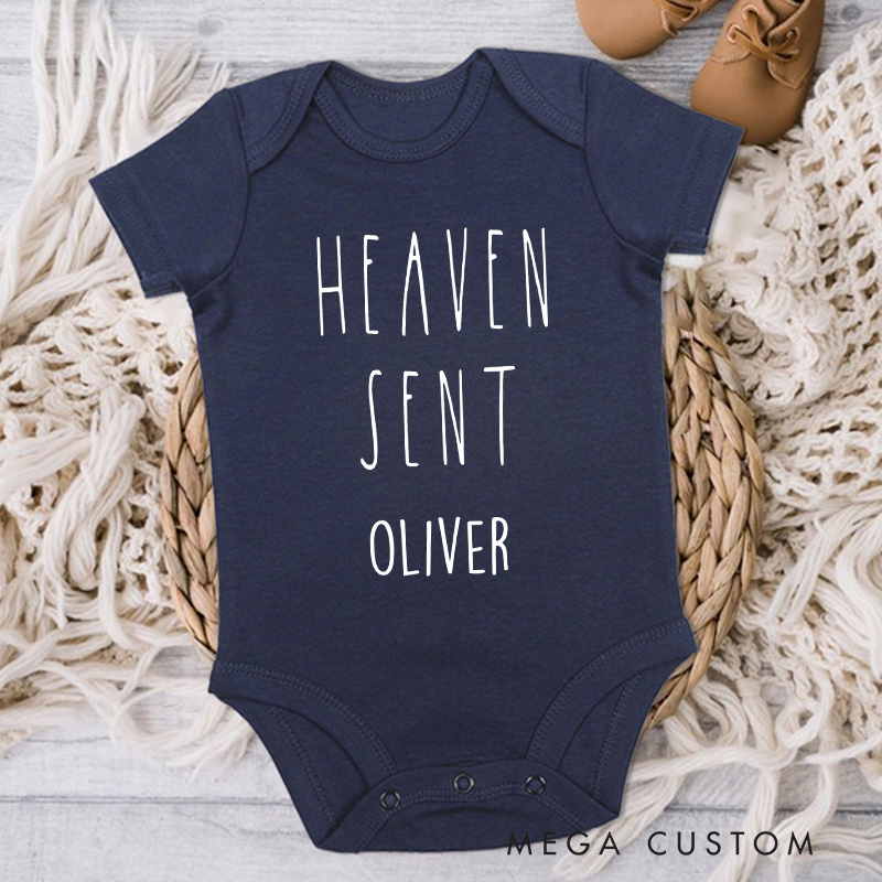 Personalized Heaven Sent Onesie with Baby Name Bodysuit Memorial Onesie Baby Announcement Onesie Bodysuit Baby Shower Gift Sentimental Baby Clothes
