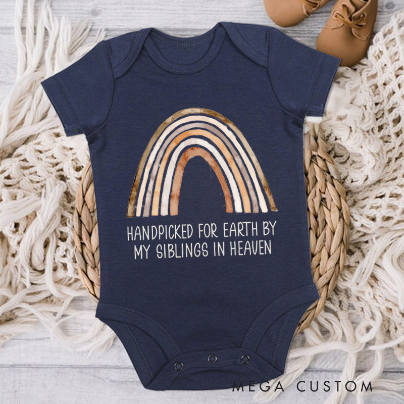 Personalized in Heaven Baby Onesie Handpicked For Earth by My Custom in Heaven Bodysuit Baby Memorial Announcement Onesie Heaven Sent Baby Shower Gift