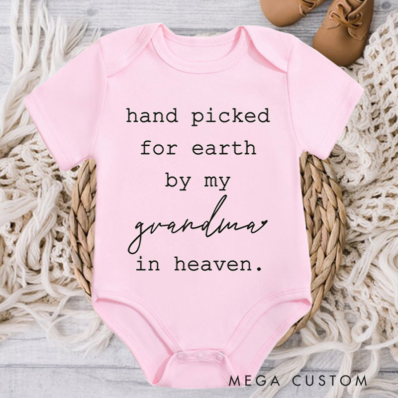 Personalized Handpicked for Earth Onesie in Heaven Onesie Custom Baby Bodysuit Heaven Sent Onesie Baby Announcement Onesie  Baby Shower Gift New Baby