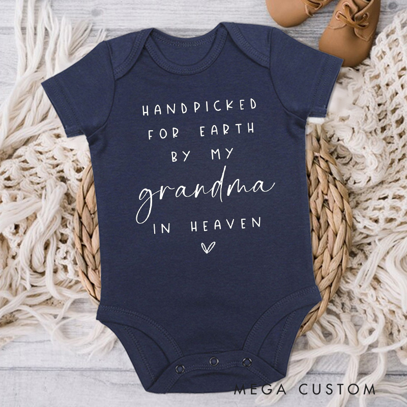 Personalized Handpicked for Earth Onesie Heaven Sent Bodysuit in Heaven Onesie Baby Announcement Onesie New Baby Gift Baby Shower Gift Memorial Onesie