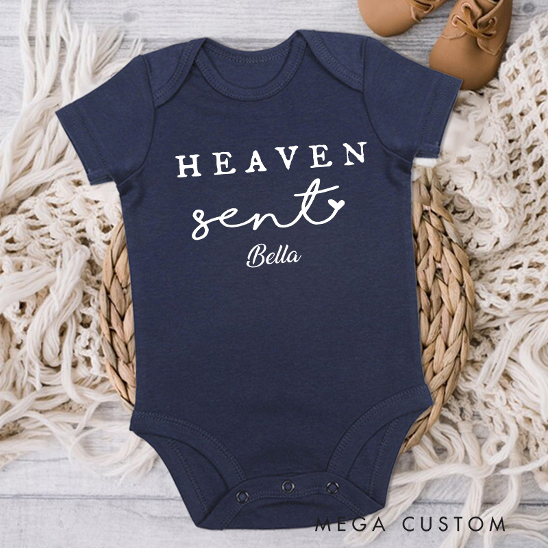 Personalized Heaven Sent Baby Onesie with Name Gender Neutral Baby Gift Pregnancy Annoucement New Baby Gift Baby Shower Gif in Memory of Loved One