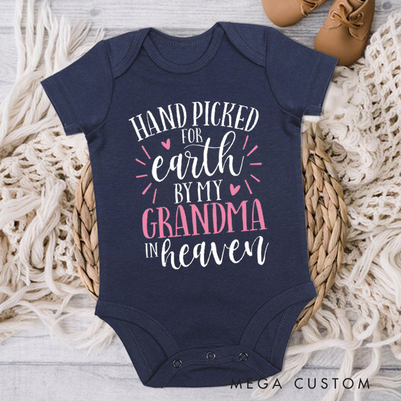 Personalized Hand Picked for Earth Onesie in Heaven Onesie Custom Heaven Sent Onesie Baby Announcement Bodysuit Baby Shower Gift In Memory of Bodysuit