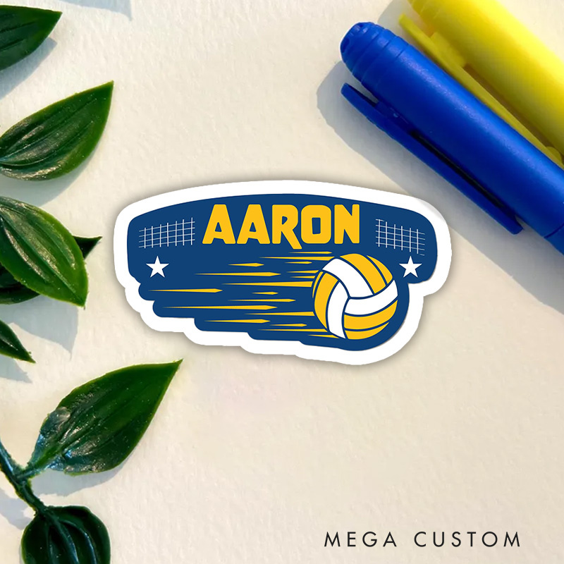 Personalized Volleyball Design Sticker with Custom Player Name for Unique Gift