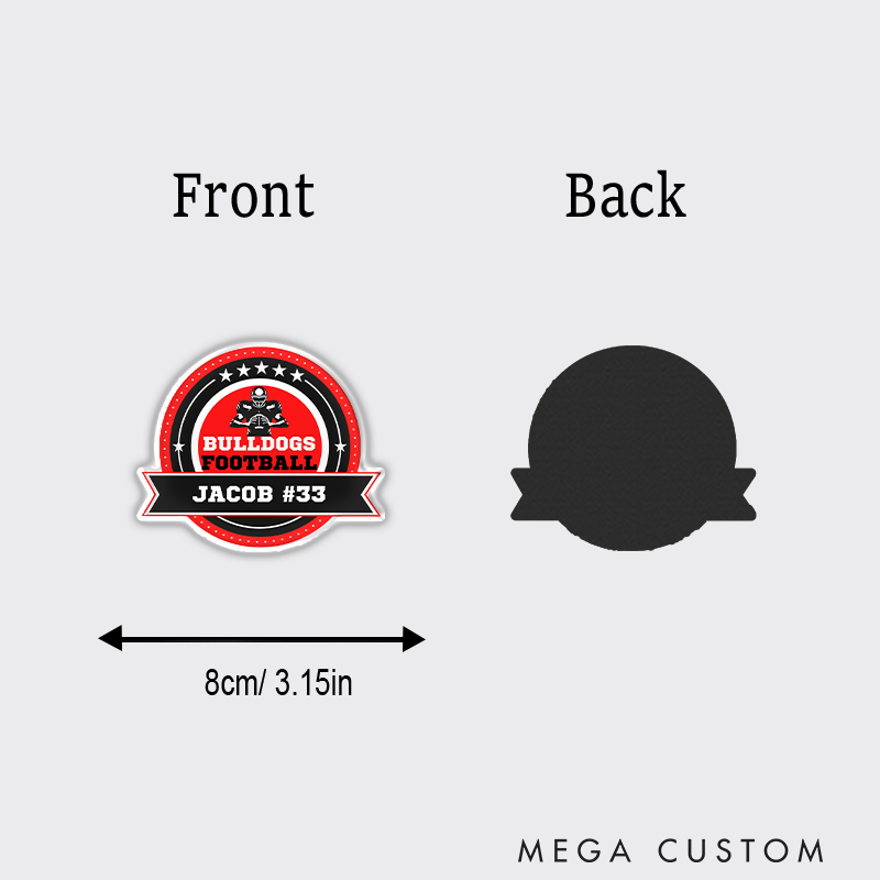 Personalized American Football Fridge Magnets Design with Custom Team Name, Player Name, and Number