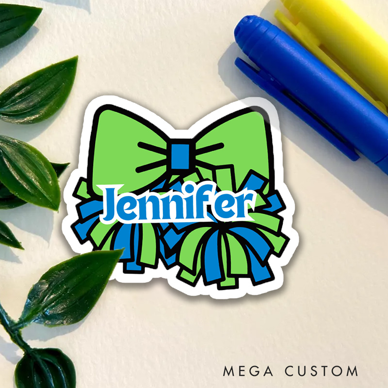 Personalized Sport Cheer Team Spirit Bow Sticker with Custom Player Name for Fans
