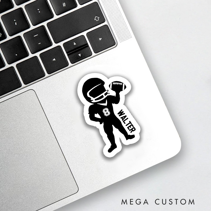 Personalized American Football Sticker with Custom Player Decal Name and Number, Sports Decal