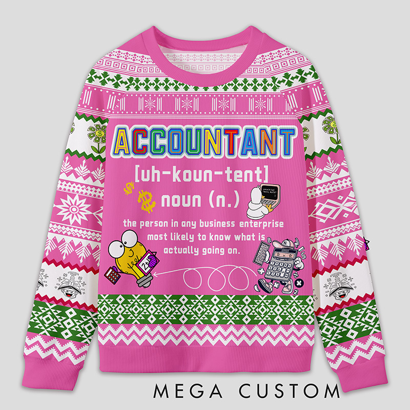 Personalized Energetic Accounting Funny Ugly Sweater Office Holiday Party Gift for Finance Pros