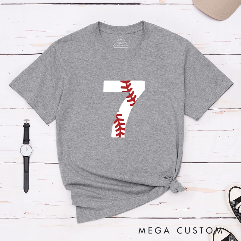 Personalized Baseball T-Shirt with Distressed Number Design for a Unique Look