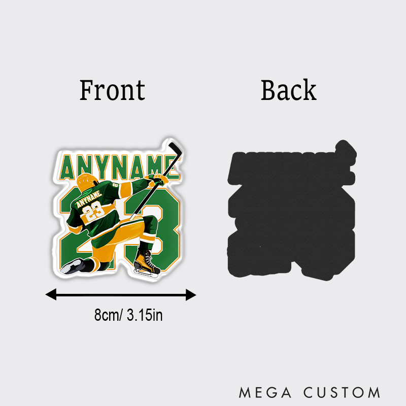 Personalized Ice Hockey Fridge Magnet with Custom Name and Number Design