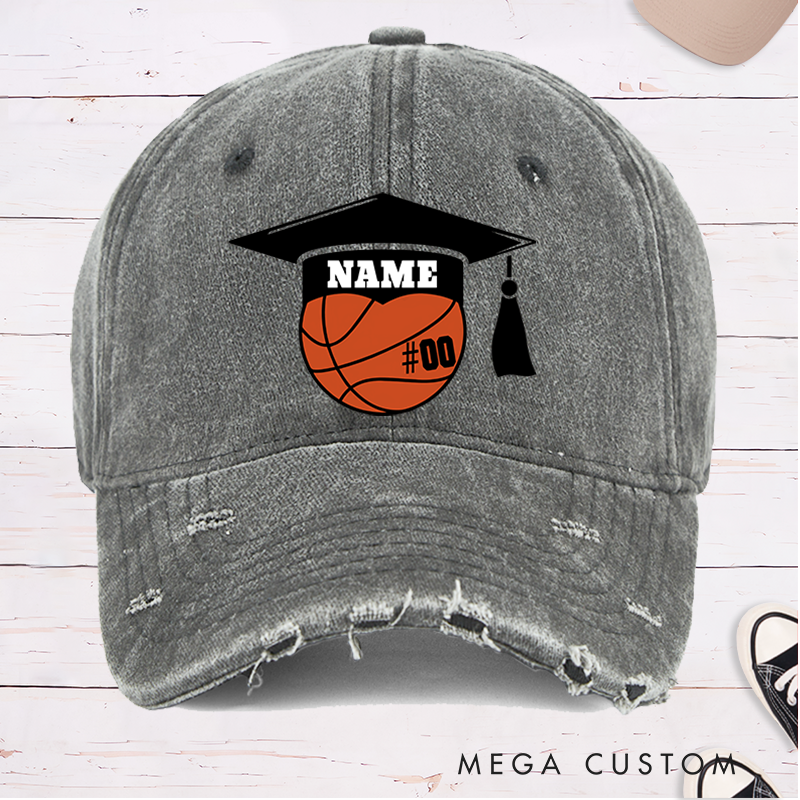 Personalized Graduation Basketball Cap with Custom Name and Number Design