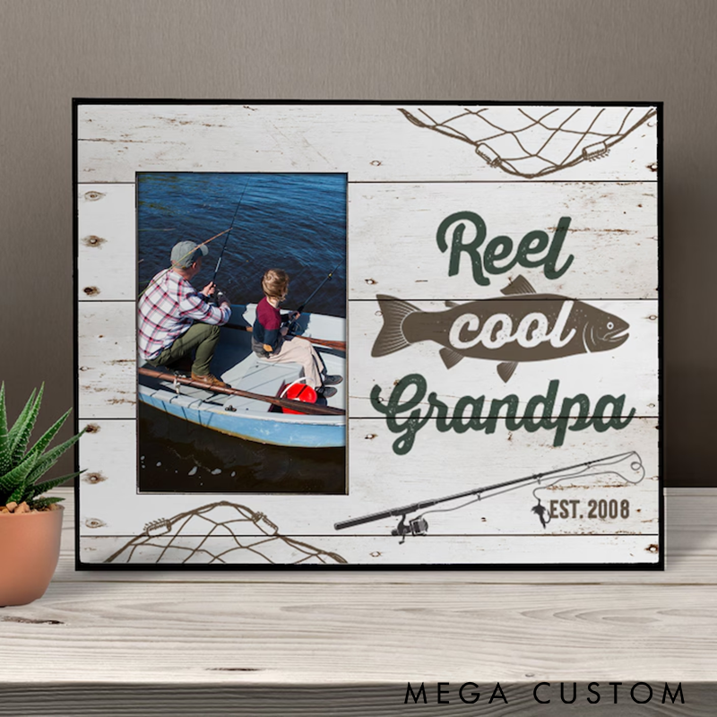 Personalized Fishing Photo Frame Fishing Theme Frame Unique Gift for Dad Grandpa Fishing Lover Perfect for Cherished Memories