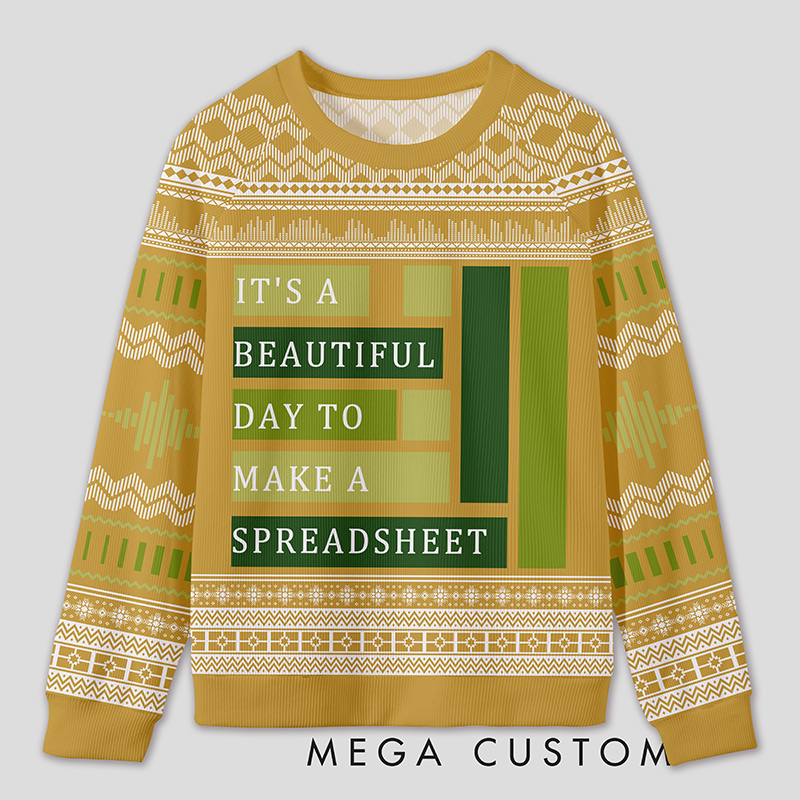 Personalized Spreadsheet Geek Humor Ugly Sweater Office Holiday Party Gift for Accounting Professionals