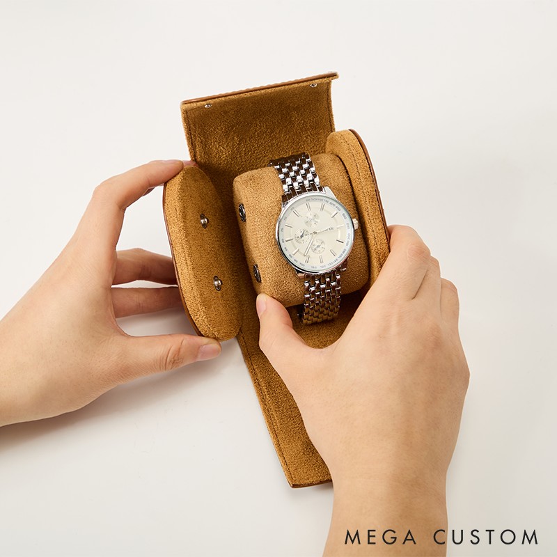 Personalized Leather Watch Case Custom Name Travel Watch Box Engraved Name Leather Watch Case Elegant Storage Gift for Men Fathers and Professionals
