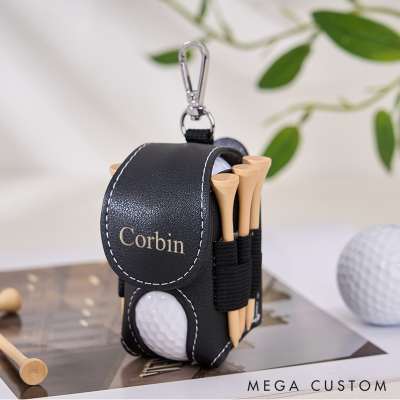 Personalized Golf Ball Holder Custom Golf Ball Bag Leather Golf Ball Bag Golf Ball Pouch Christmas Gift for Him