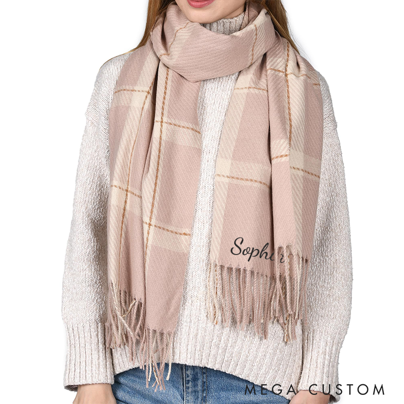 [Copy]Personalised Name Embroidered Scarf for Men Custom Monogram Scarf Winter Long Scarves Gifts for Boyfriend Dad Husband