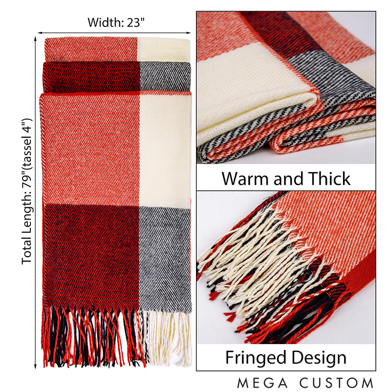 Personalised Name Embroidered Scarf for Men Custom Monogram Scarf Winter Long Scarves Gifts for Boyfriend Dad Husband