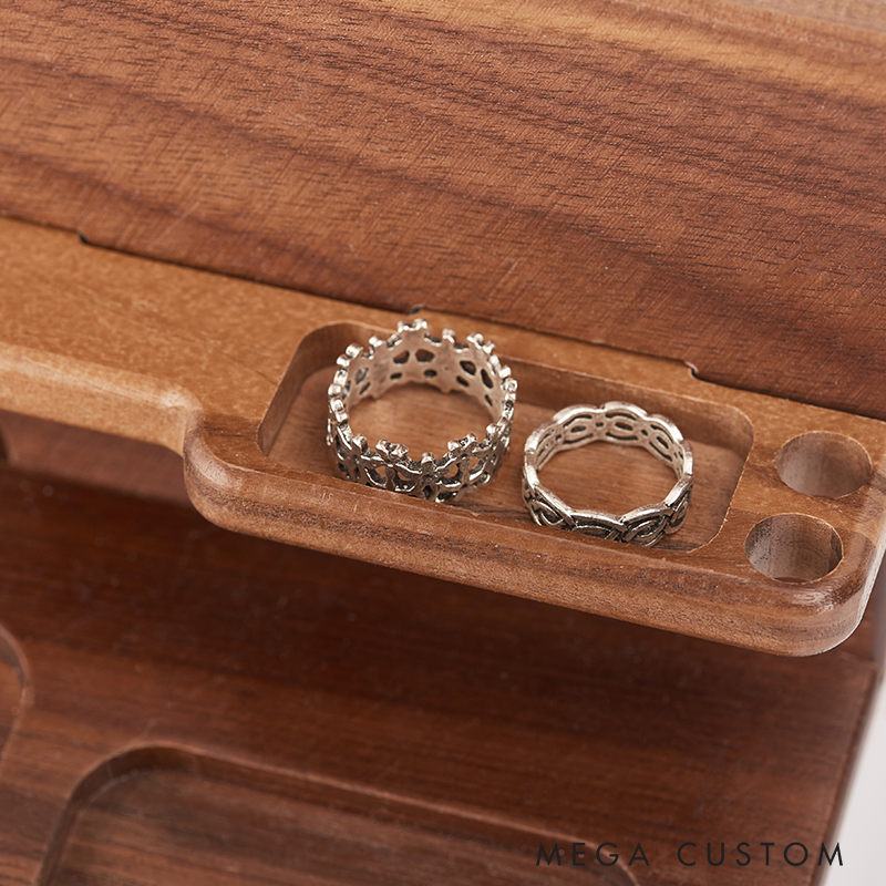 Personalized Wood Docking Station with Name Custom Wood Phone Docking Station Desk Organizer Engraved Phone Stand Phone Docking Station Gift for Dad Boyfriend Husband