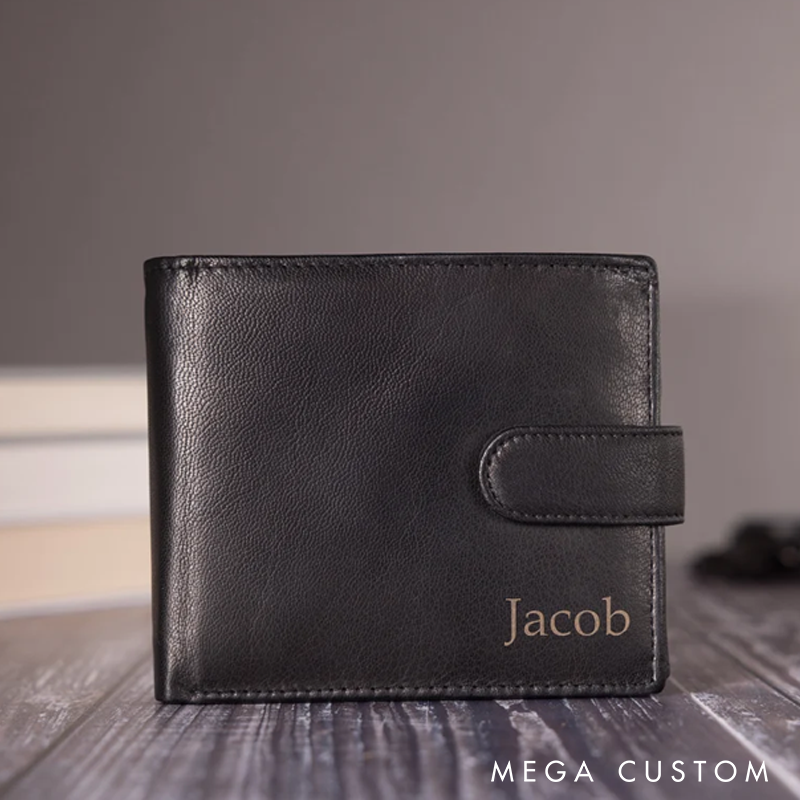 Personalized Leather Wallet for Men Engraved Leather Wallet with Name Mens Wallet Leather Wallet For Him Groomsmen Wallet Boyfriend Gift Dad Gift Husband Gift