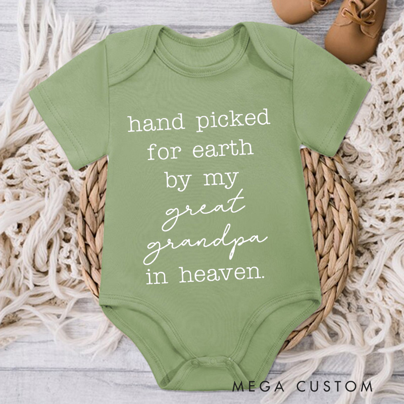Personalized Baby Onesie Handpicked for Earth by My Great Grandpa Grandma in Heaven Onesie Bodysuit Heaven Sent Onesie New Baby Gift Baby Shower Gift