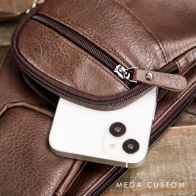 Personalized Leather Crossbody Bag Groomsmen Gifts Crossbody Sling Bag Leather Chest Bag for Men Quality Travel Bag Shoulder Bag for Dad