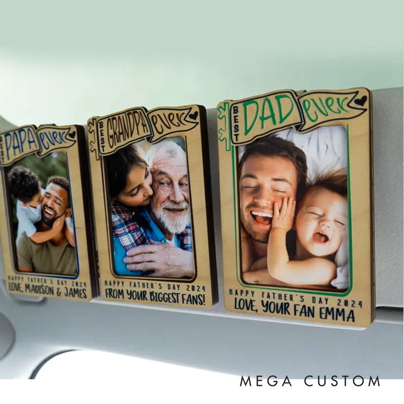 Personalized Photo Car Visor Clip Christmas Gifts for Dad Fridge Photo Magnet Picture Frame Dad Birthday Gift Drive Safe Papa Gift