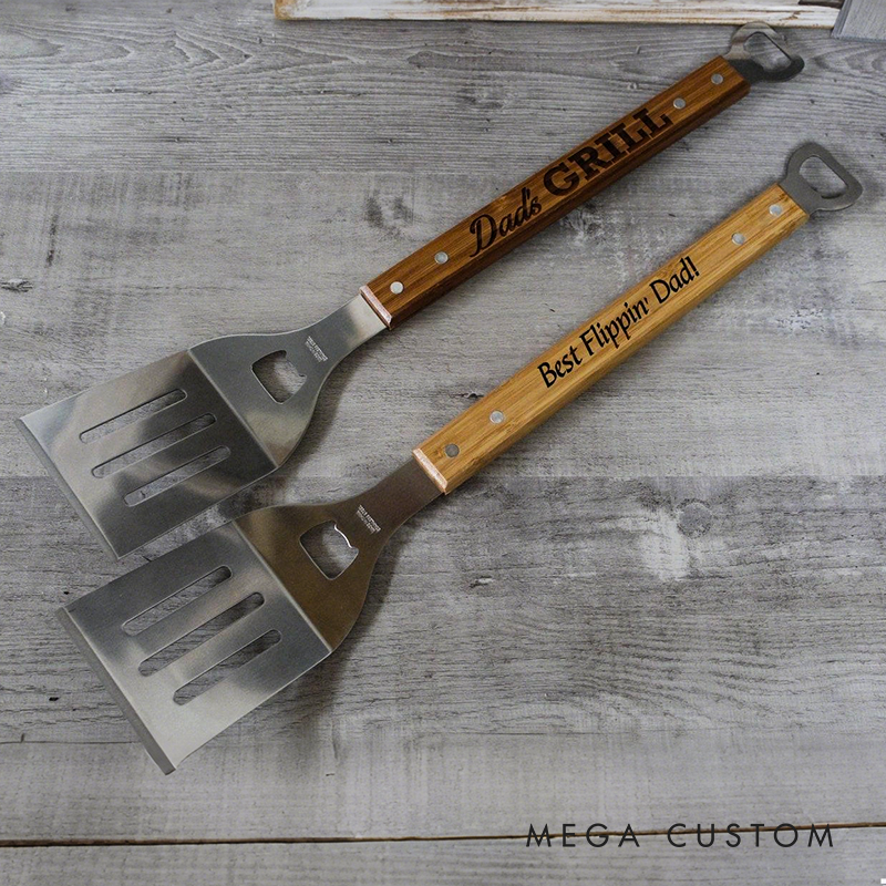 Personalized Bbq Spatula Or Tool Set Christmas Gift For Dad Or Stepdad Grilling Accessories For Grandpa Grill Gift For Guys Gift Idea