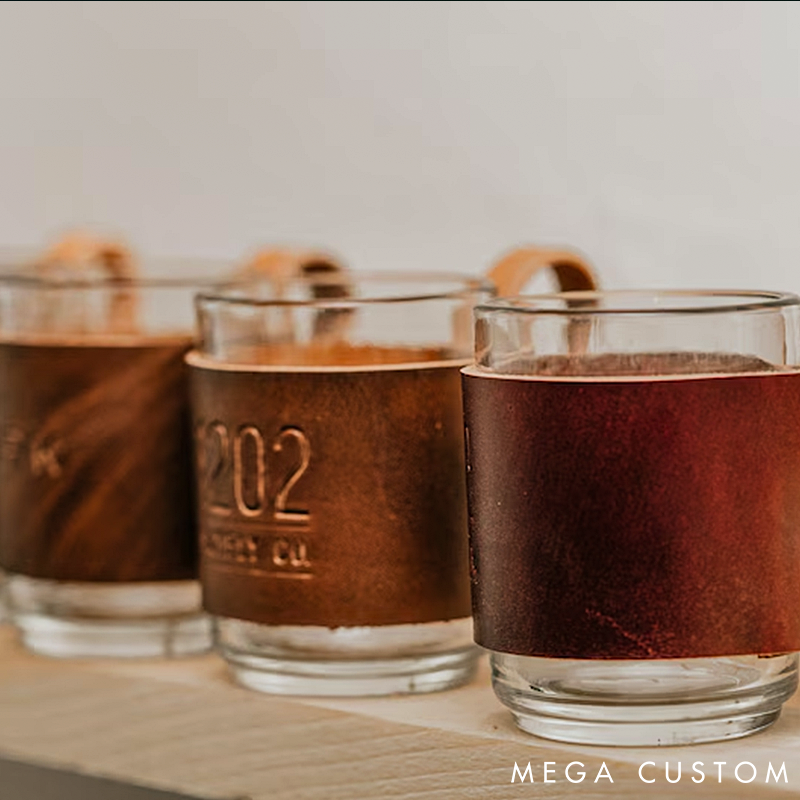 Espresso Cup Handmade Glass with Leather Wrap