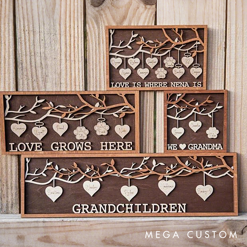 Family Tree Hanging Heart 3D Wall Hanging Decoration or Gift with Stand Perfect for Mothers Day Fathers Day