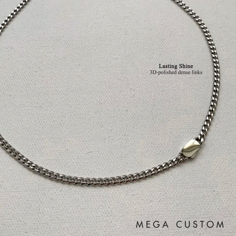 Personalized Cuban Link Chain Engraved Miami Cuban Link Chain- 4mm Waterproof Gold Silver Monogram Necklace For Men