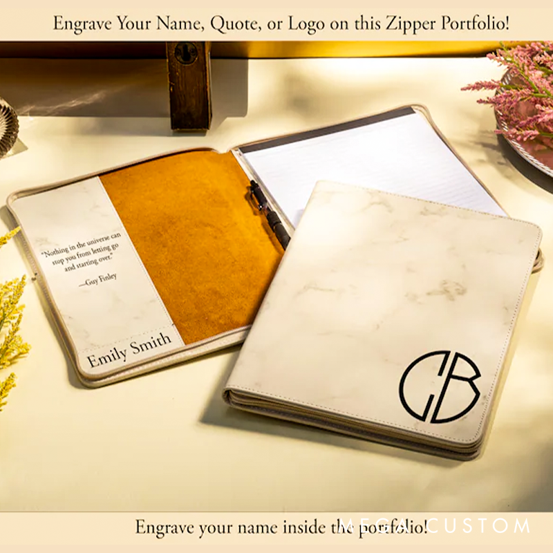Personalized Refillable Portfolio Custom Portfolio With Zipper Custom Leather Portfolio Personalized Padfolio Business Gift Phd Gift