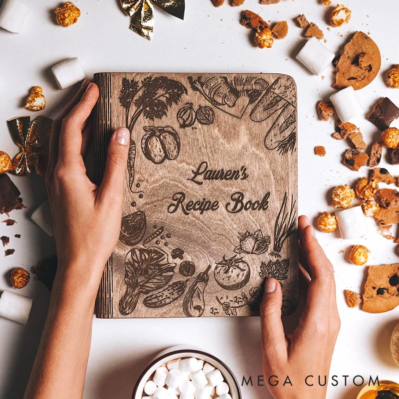 Personalized Gifts for Her Recipe Book Wooden Binder Mom Christmas Gifts Custom Cookbook Mom Birthday Gift Home Kitchen Gift for Women