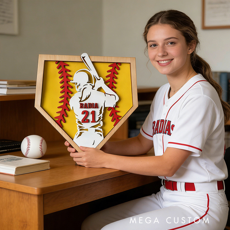 Personalized Softball Name Sign 3D Softball Plaque Gift for Softball Lovers Softball Girls