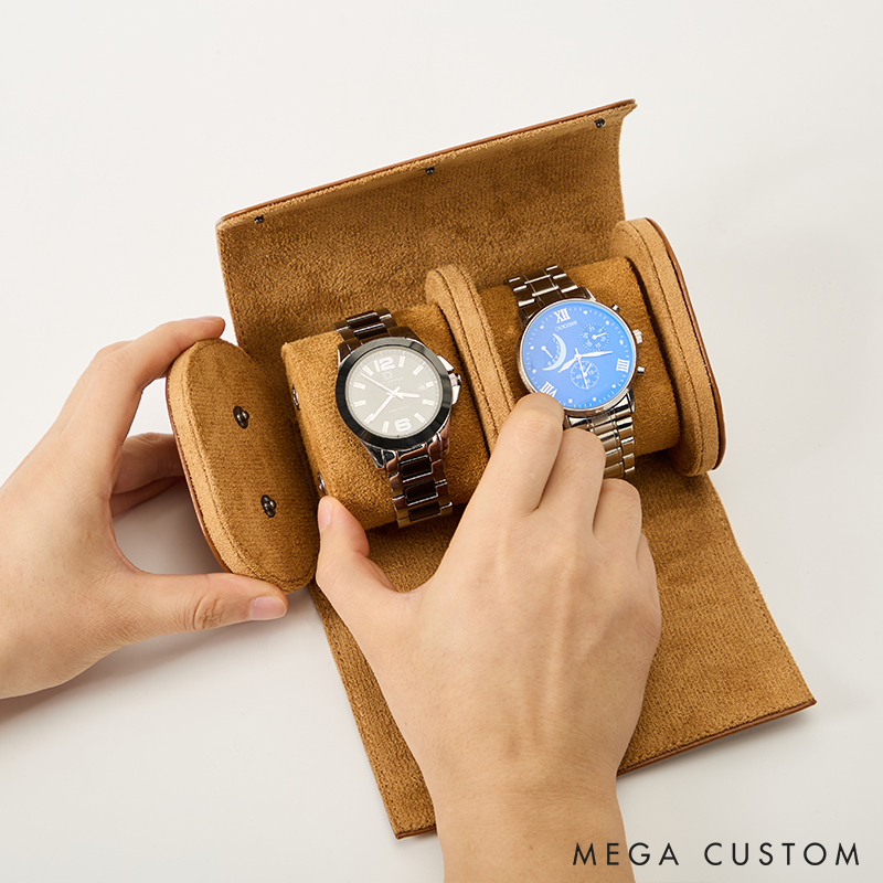 Personalized Leather Watch Roll Custom Leather Watch Case Engraved Watch Box Valentine's Day Gift for Him