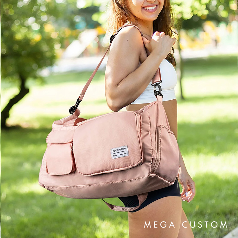 Personalized American Football Girl Birth Flower Name Waterproof Large Duffle Bag with Shoe Compartment and Shoulder Strap Birthday Gift for Women Girls