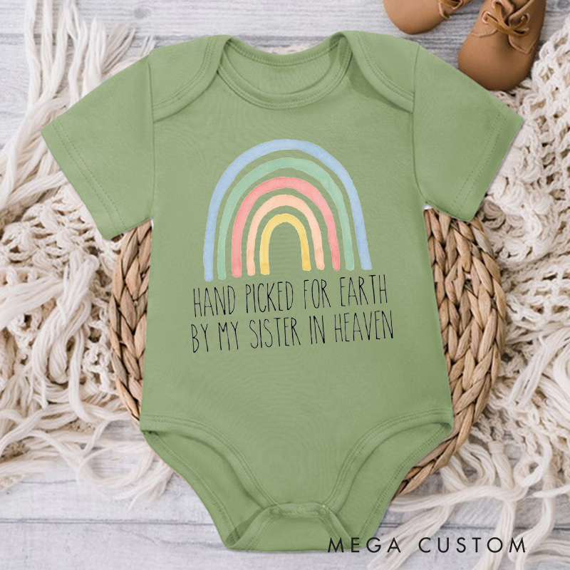 Personalized Handpicked for Earth by My Custom in Heaven Onesie Heaven Sent Onesie Baby Bodysuit Baby Shower Gift Baby Announcement Onesie New Baby