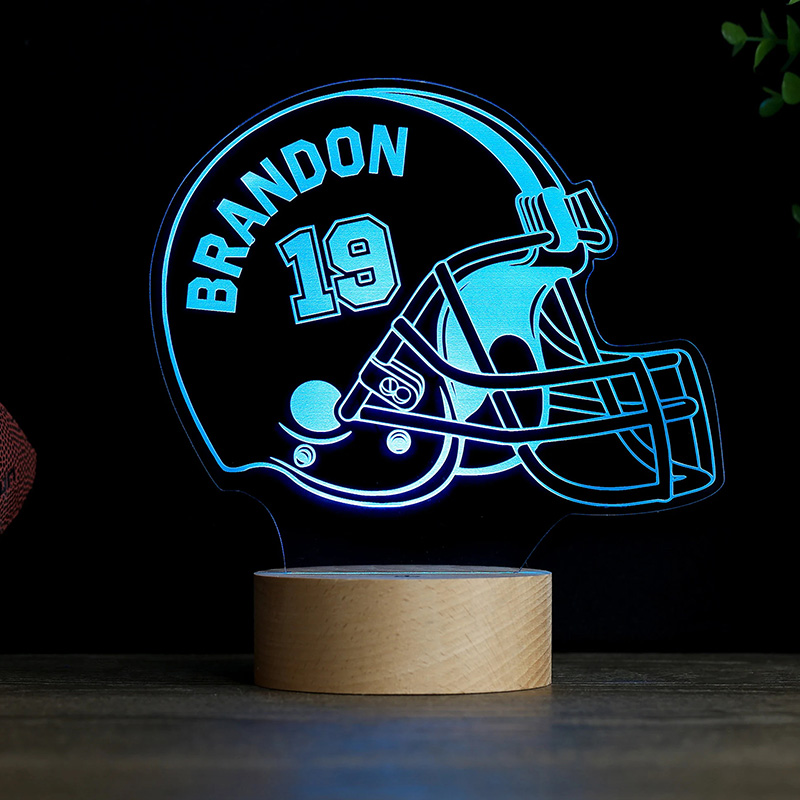 Personalized American Football LED Night Light with Custom Player Name for Kid's Decor Lamp Birthday Gift
