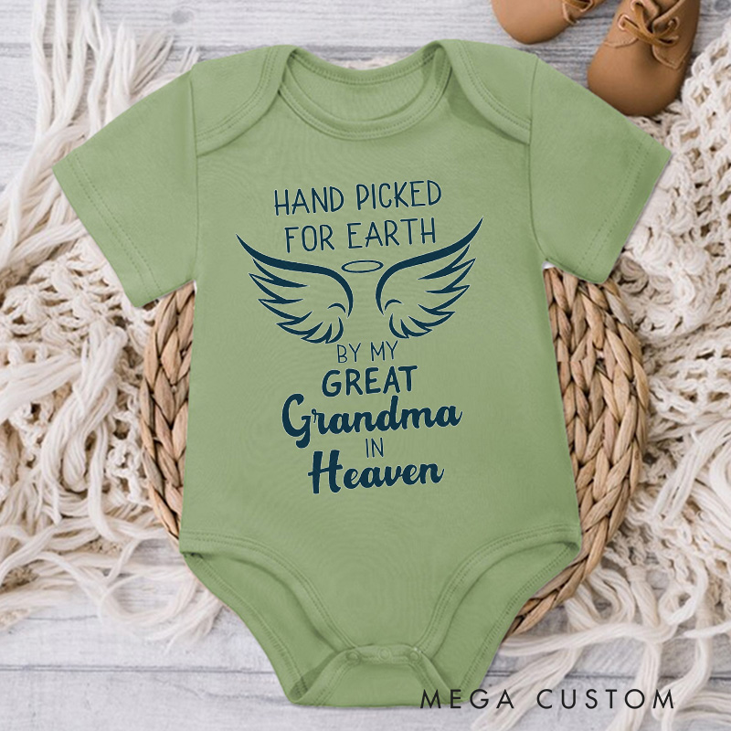 Personalized Handpicked for Earth by My Great Grandma Grandpa in Heaven Onesie Heaven Sent Onesie Bodysuit Baby Shower Gift Guardian Angel New Baby