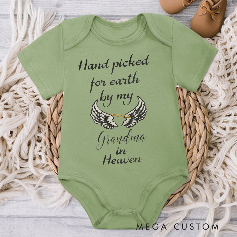 Personalized Handpicked for Earth by My Custom in Heaven Onesie Heaven Sent Onesie Bodysuit Baby Shower Gift Guardian Angel New Baby