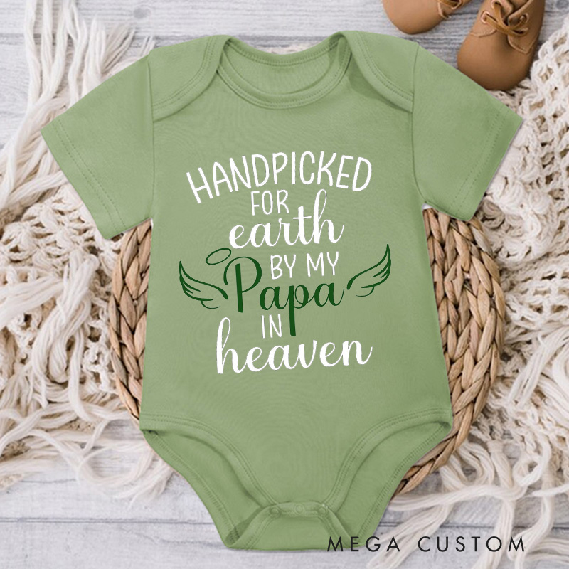 Personalized Handpicked for Earth Onesie in Heaven Onesie Bodysuit Baby Announcement Onesie Baby Shower Gift Heaven Sent Onesie New Baby Gift