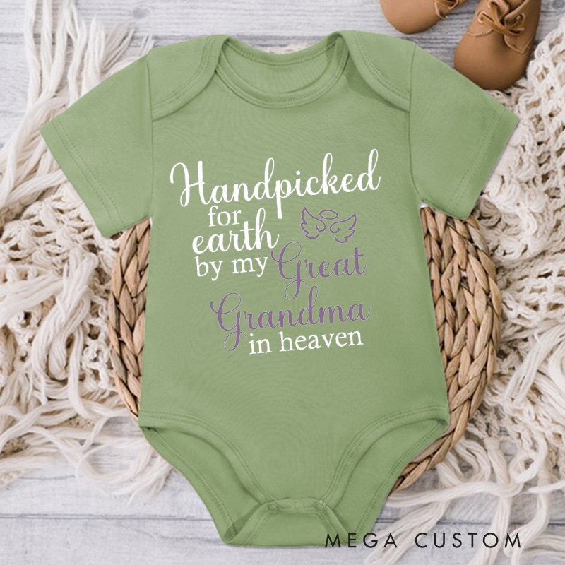 Personalized Onesie Handpicked for Earth by My Custom in Heaven Bodysuit Baby Announcement Onesie Baby Shower Gift Heaven Sent Onesie New Baby Gift