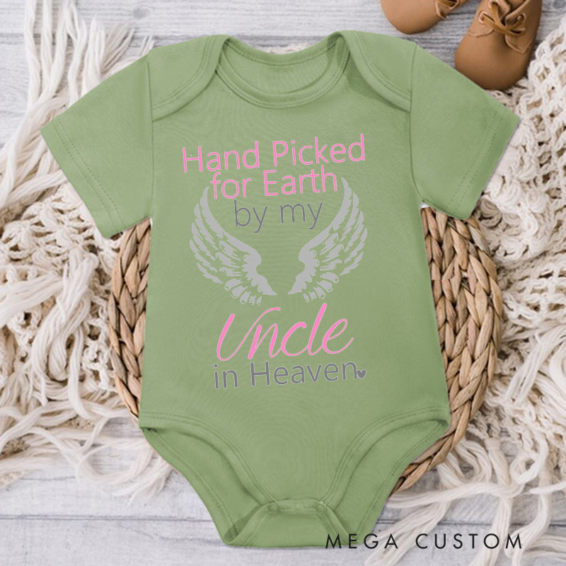Personalized Handpicked for Earth by My Custom in Heaven Onesie Baby Announcement Onesie Memorial Bodysuit Baby Shower Gift Heaven Sent New Baby