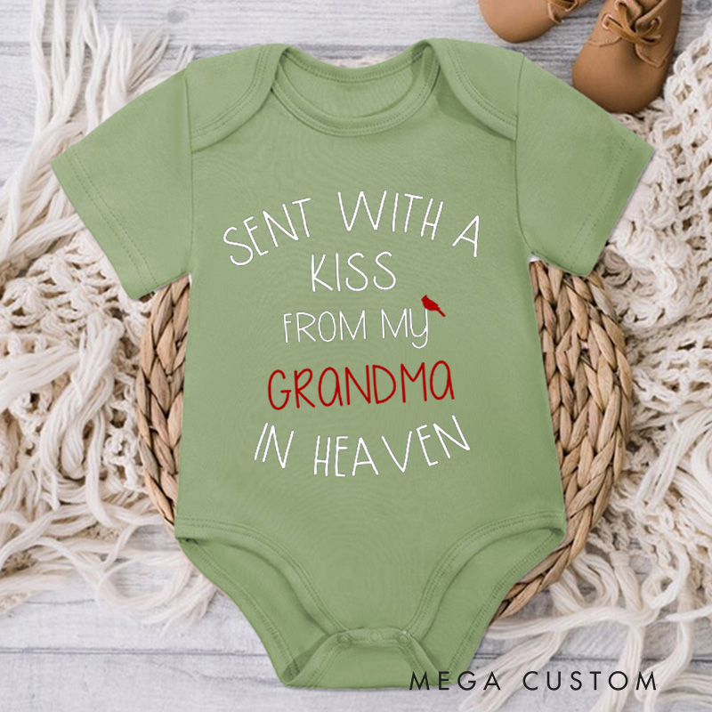 Personalized Sent with A Kiss from My Custom Name in Heaven Baby Bodysuit Newborn Onesie Baby Shower Gift Announcement Onesie Heaven Sent New Baby