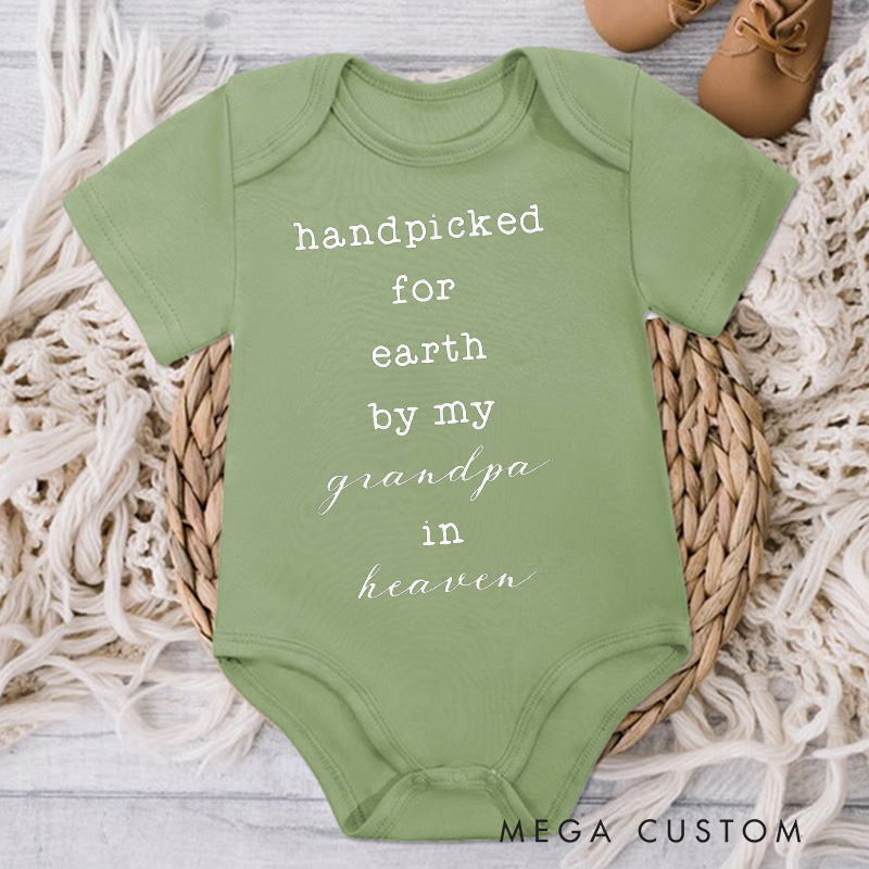 Personalized Handpicked for Earth by My Grandpa in Heaven Baby Bodysuit Baby Onesie Baby Announcement Baby Shower Gift Heaven Sent Onesie New Baby