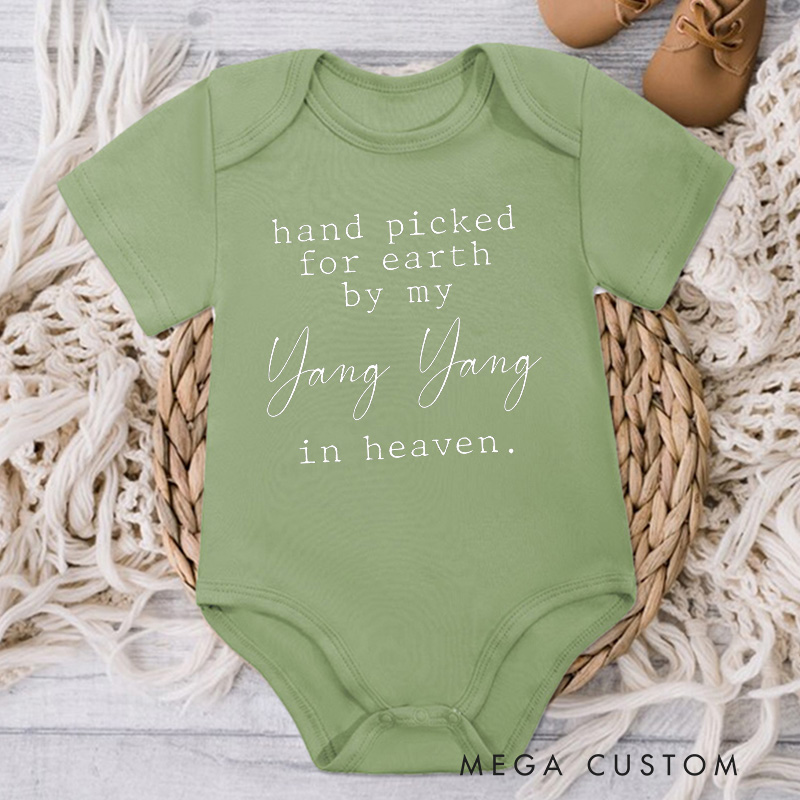 Personalized Hand Picked for Earth by My Grandma in Heaven Onesie Baby Announcement Onesie Heaven Sent Onesie New Baby Gift Baby Shower Gift