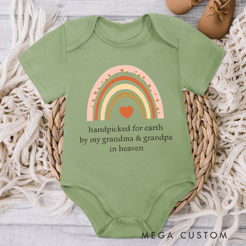 Personalized Onesie Handpicked for Earth by My Grandma and Grandpa in Heaven Custom Bodysuit Heaven Sent Onesie Baby Announcement Baby Shower Gifts