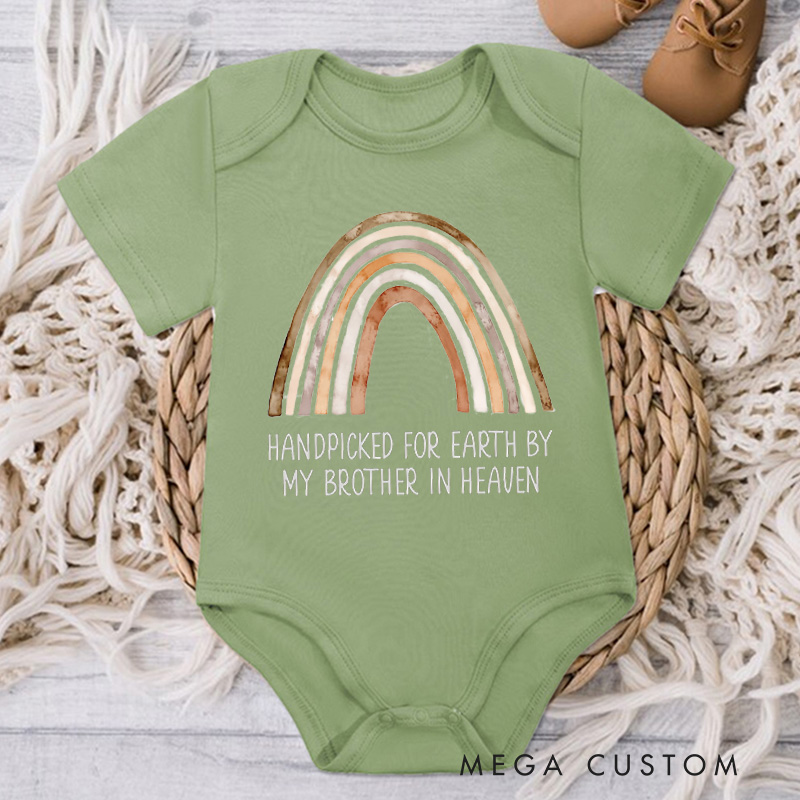 Personalized in Heaven Baby Onesie Handpicked For Earth by My Custom in Heaven Bodysuit Memorial Baby Announcement Heaven Sent Baby Shower Gift