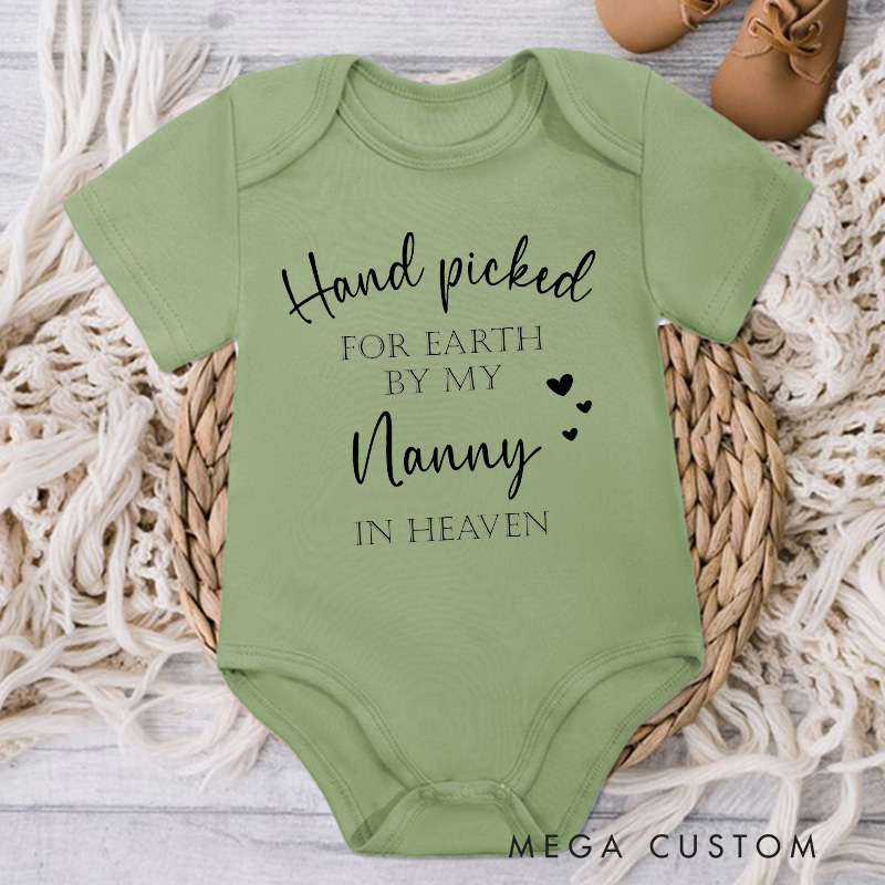 Personalized Handpicked for Earth by My Custom in Heaven Bodysuit Memorial Onesie Baby Announcement Bodysuit Heaven Sent Onesie Baby Shower Gift