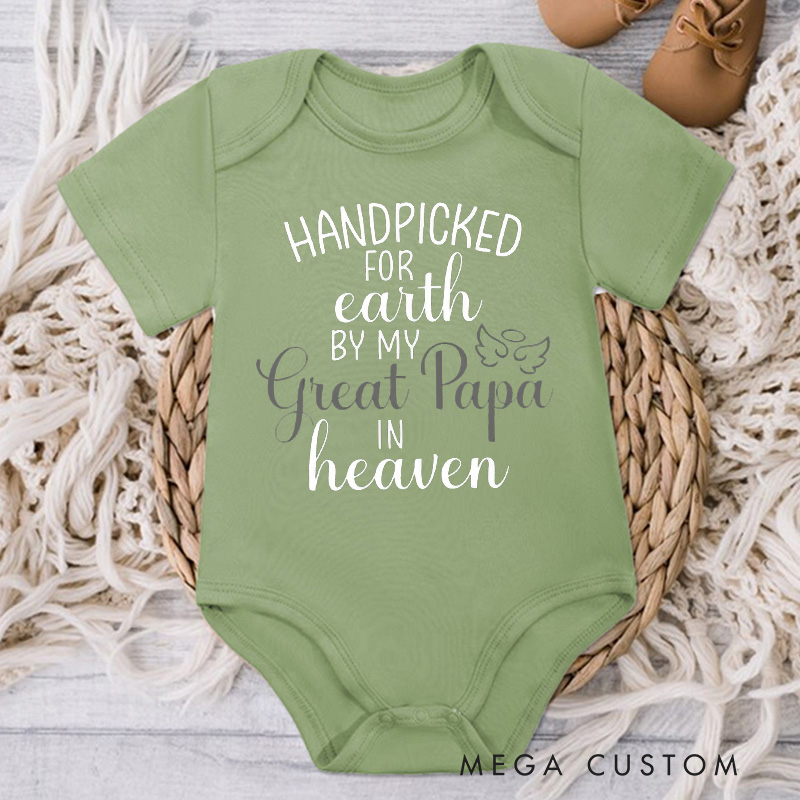 Personalized Handpicked for Earth Onesie Heaven Sent Bodysuit in Heaven Onesie Baby Announcement Onesie New Baby Gift Baby Shower Gift Guardian Angel